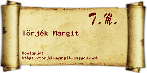 Törjék Margit névjegykártya